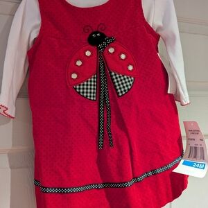 Rare Editions Red Ladybug Dress with Black Accents